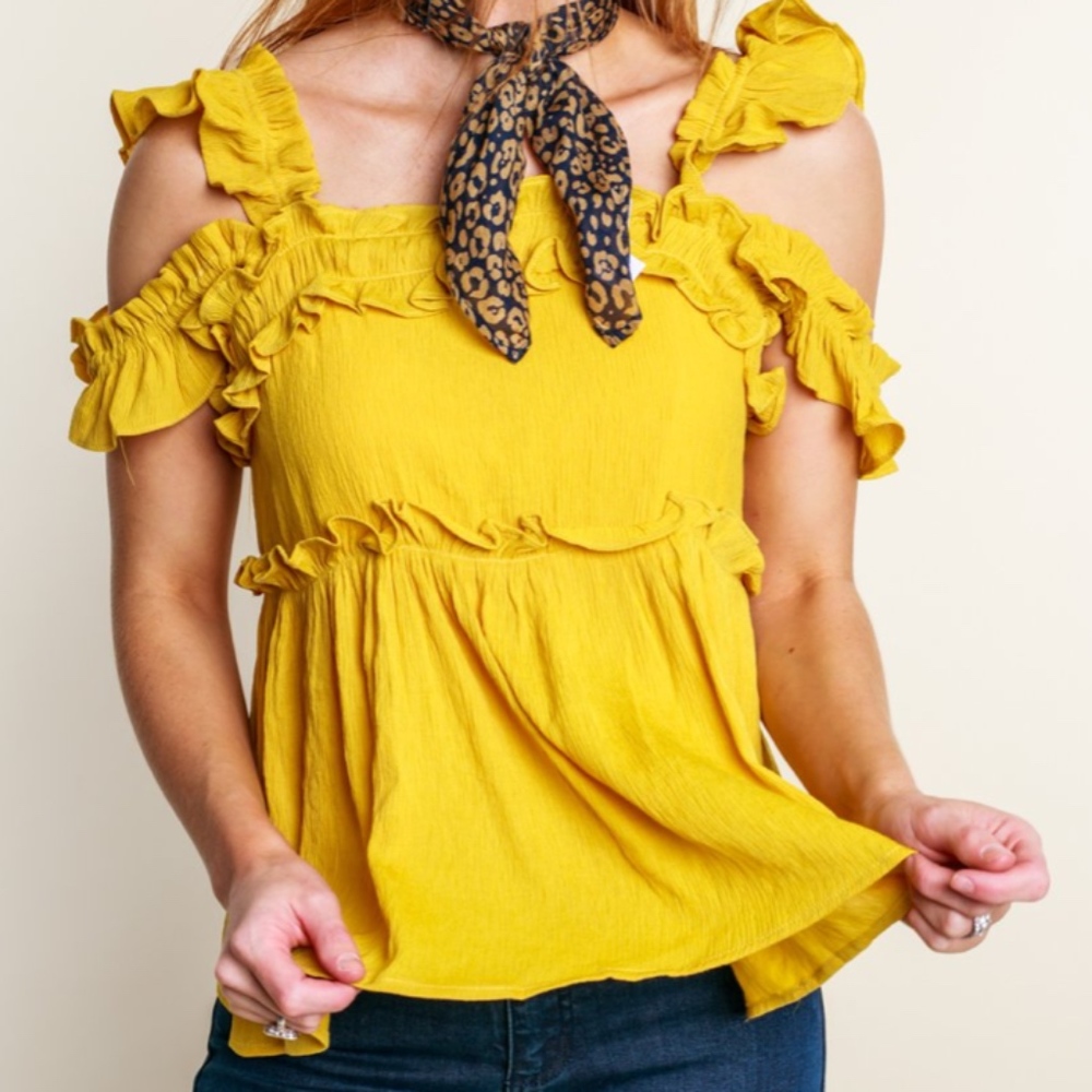 NWT Yellow/Gold Ruffled top